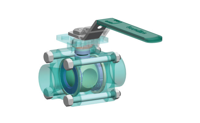 3pc heavy duty ball valve with direct mounting pad