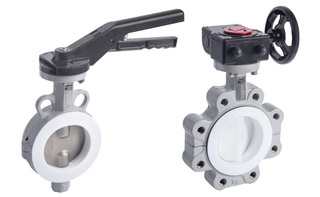 2pc PTFE/PFA lined butterfly valve